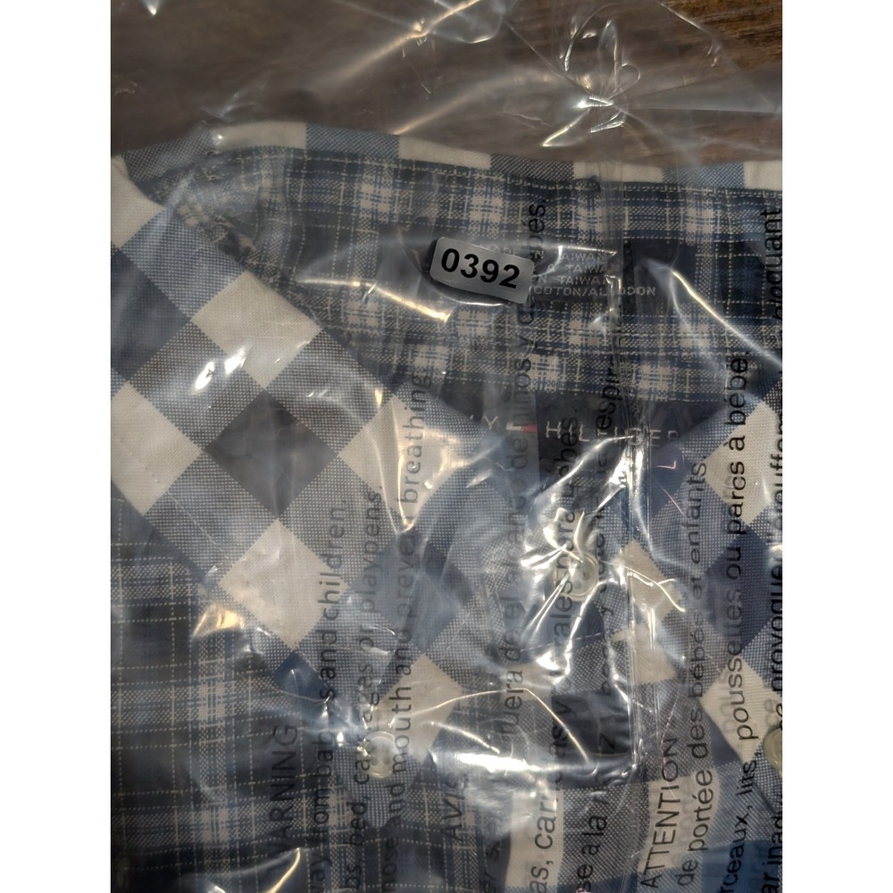Tommy Hilfiger Mens Large Patchwork Plaid Shirt VTG Y2K Blue Button Down Cottage - Picture 10 of 10